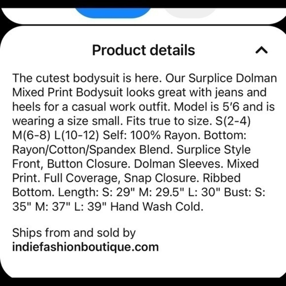 Dolman Multicolored Bodysuit NWOT​ - Picture 4 of 4